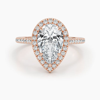 1.50-3.50 CT Pear Diamond Engagement Ring With Halo & Pave Setting