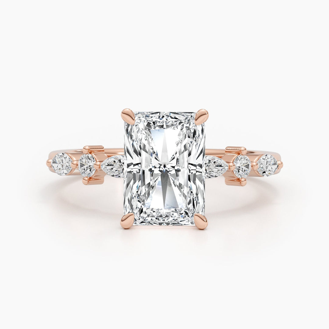 2.0 CT-4.0 CT Radiant Diamond Engagement Ring With Dainty Setting
