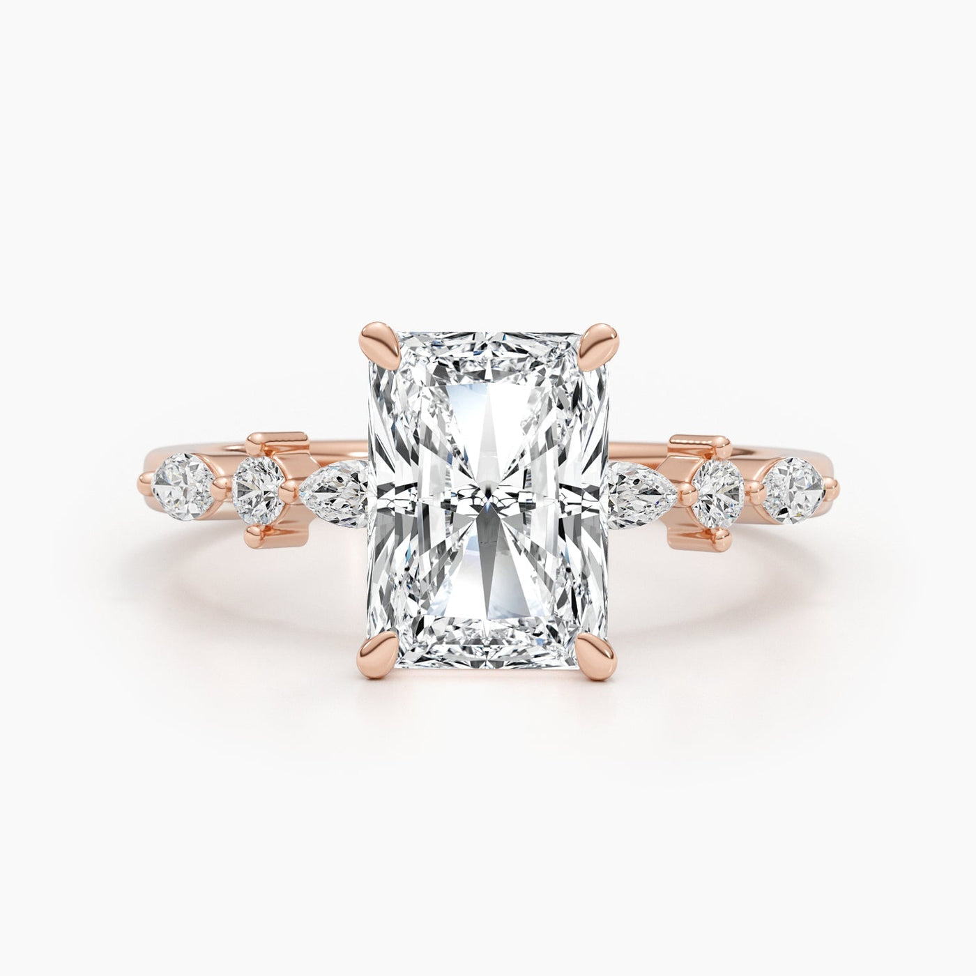 2.0 CT-4.0 CT Radiant Diamond Engagement Ring With Dainty Setting