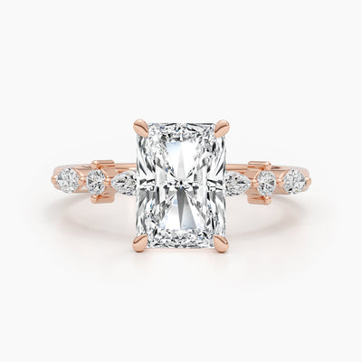 2.0 CT-4.0 CT Radiant Diamond Engagement Ring With Dainty Setting