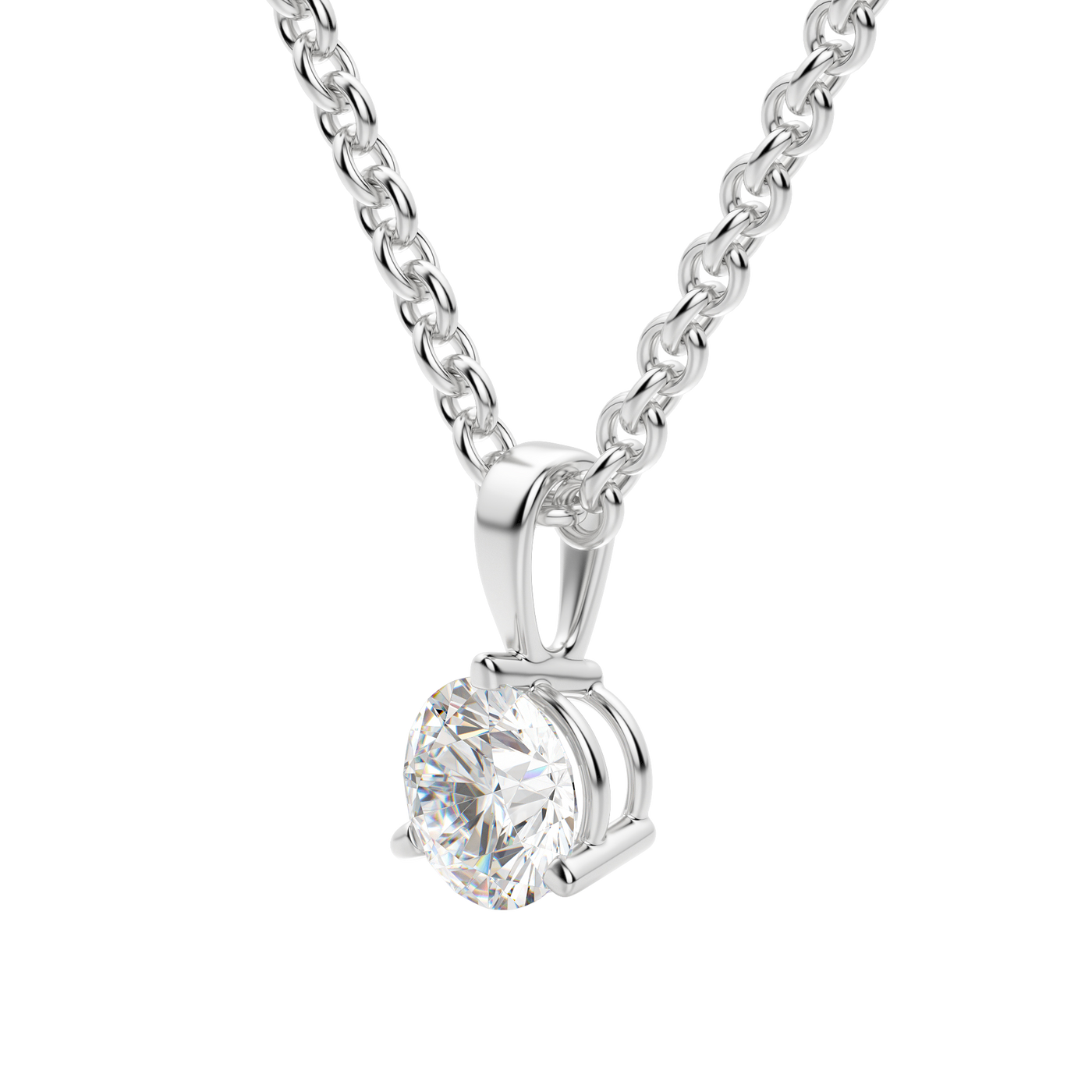 0.25 CT- 1.50 CT Round Solitaire F/VS Lab Grown Diamond Necklace