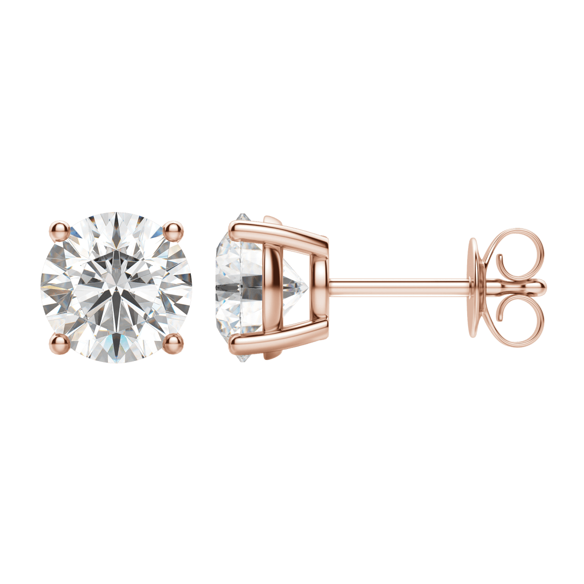 0.50 CT-4.0 CT Round Solitaire F/VS Lab Grown Diamond Earrings