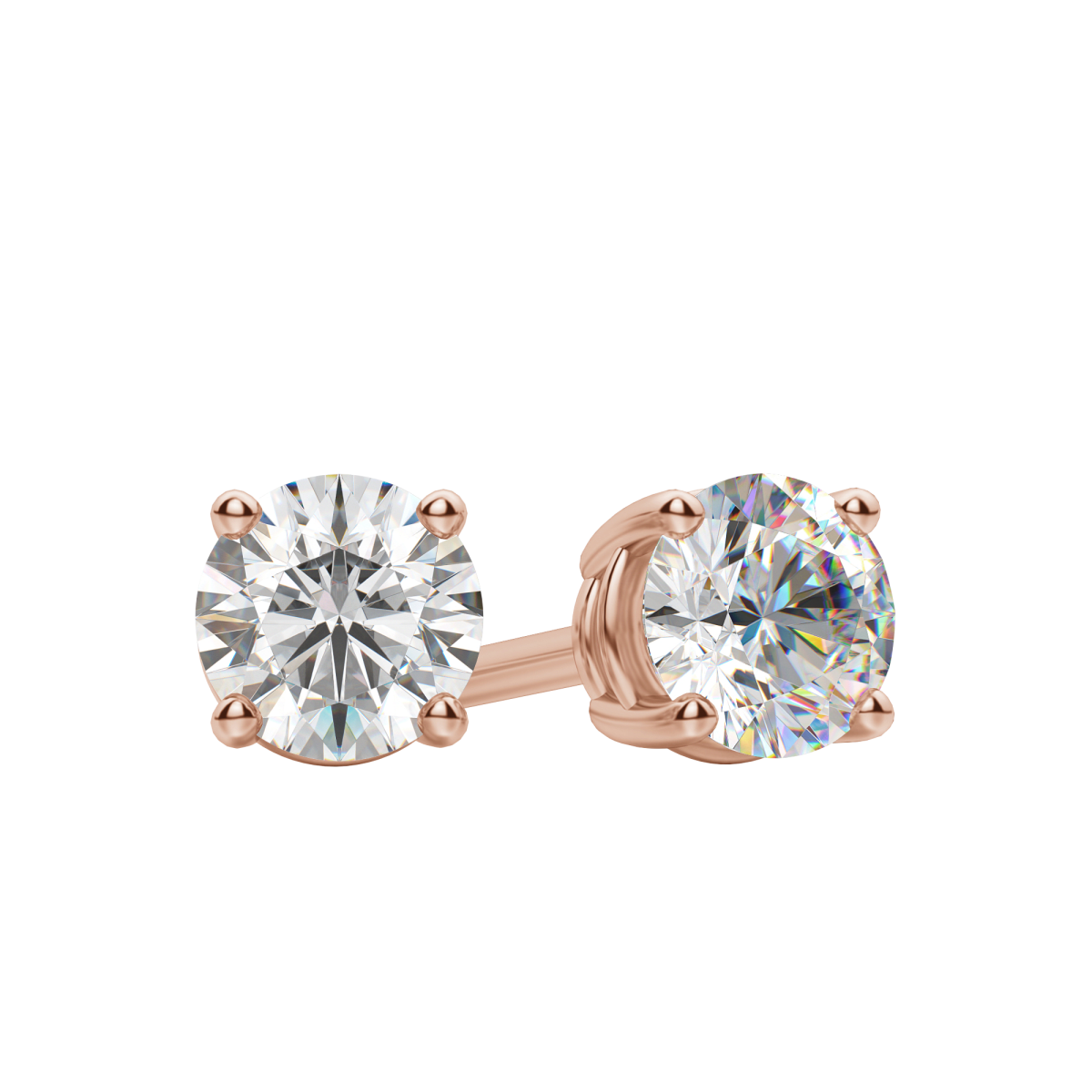 0.50 CT-4.0 CT Round Solitaire F/VS Lab Grown Diamond Earrings
