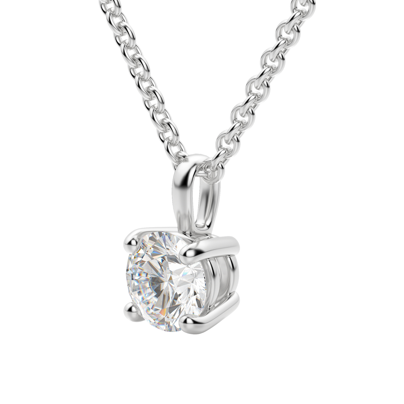 0.25 CT-1.50 CT Round Solitaire F/VS Lab Grown Diamond Necklace