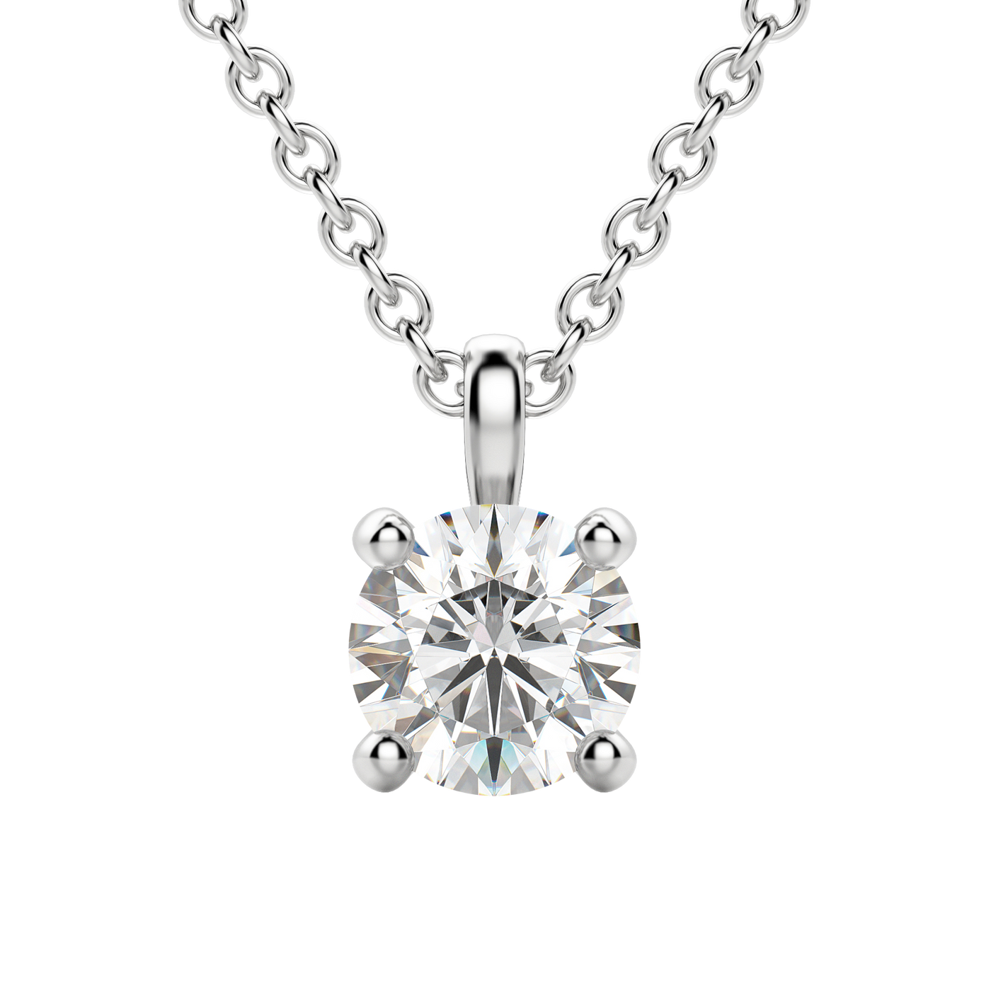 0.25-1.5 CT Round Solitaire F/VS Lab Grown Diamond Necklace