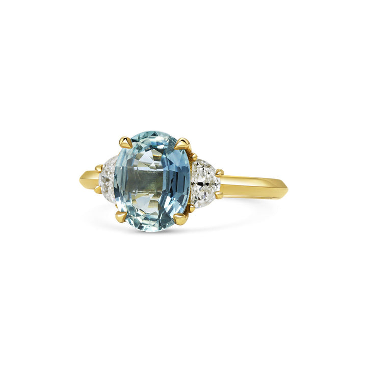 1.50CT Light Blue Oval Diamond Three Stone Setting Lab Grown Engagement Ring