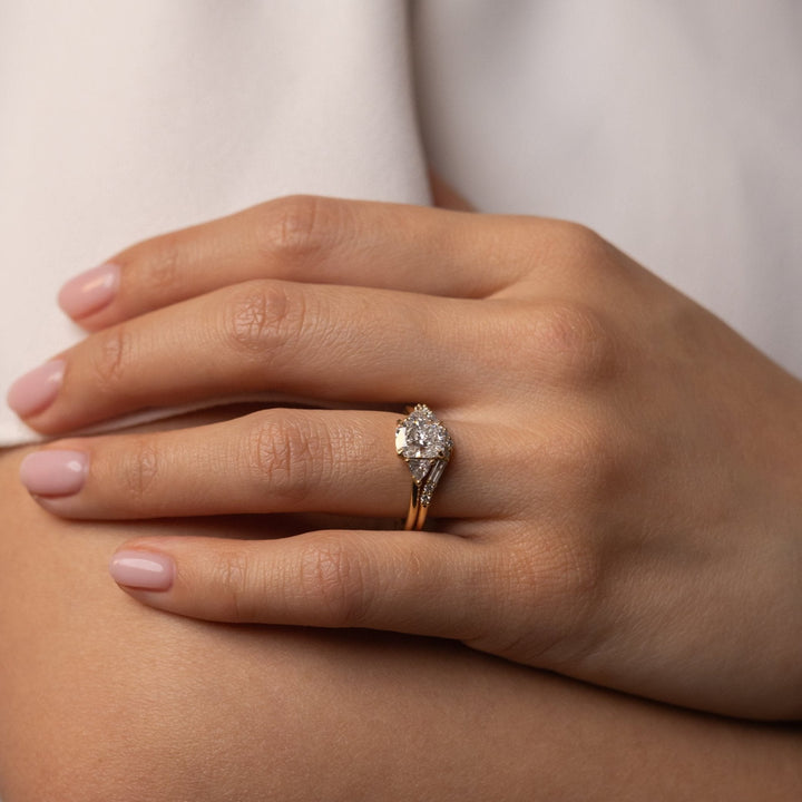 1.50-3.50 CT Elongated Cushion Lab Grown Diamond Three Stone Engagement Ring