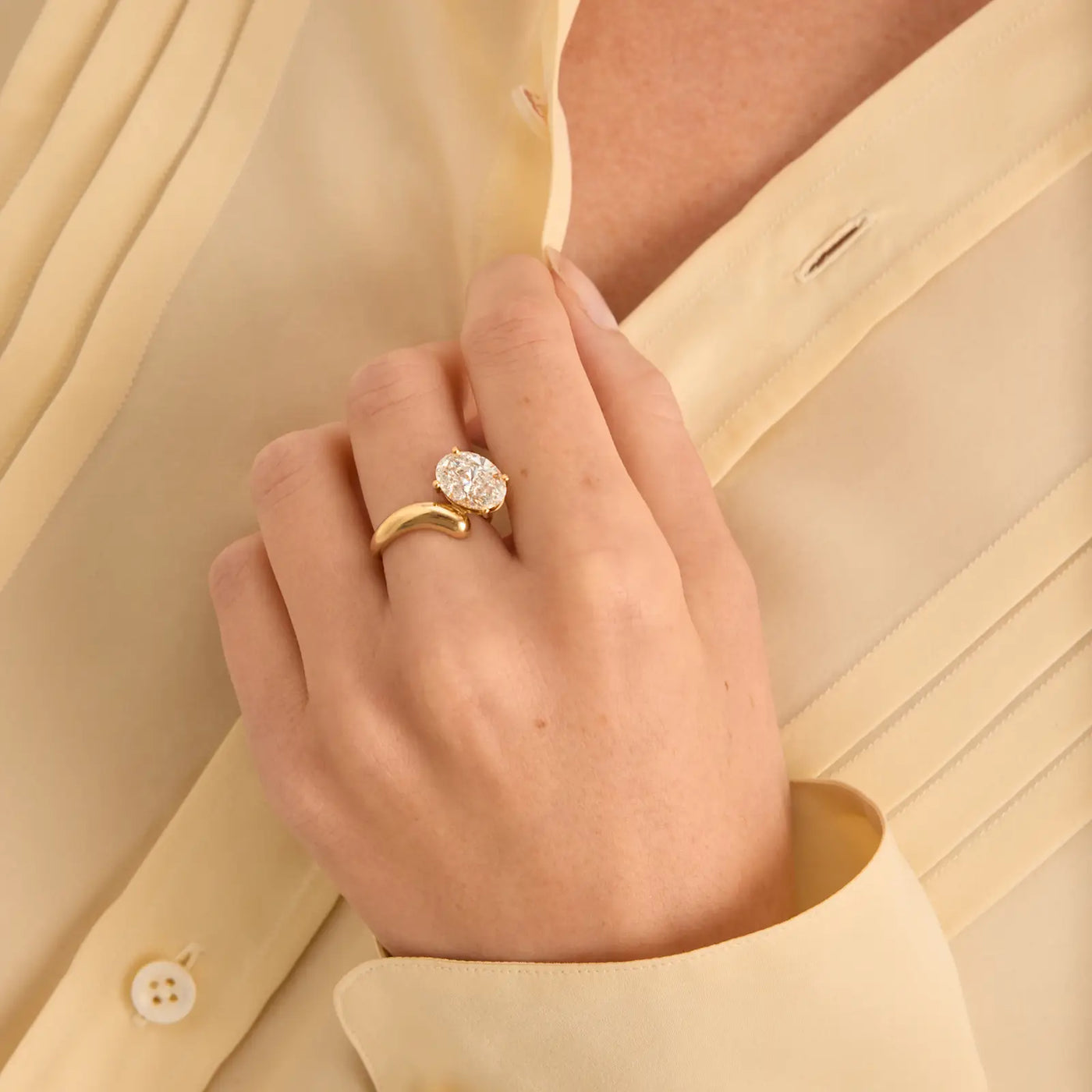 1.20CT Oval Cut Gold Solitaire Moissanite Engagement Ring