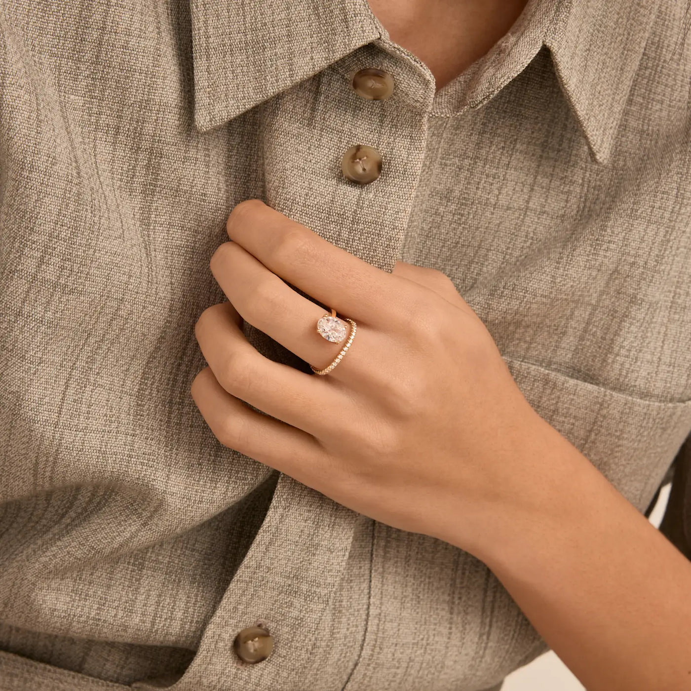 1.25CT Oval Cut Unique Pave Moissanite Engagement Ring