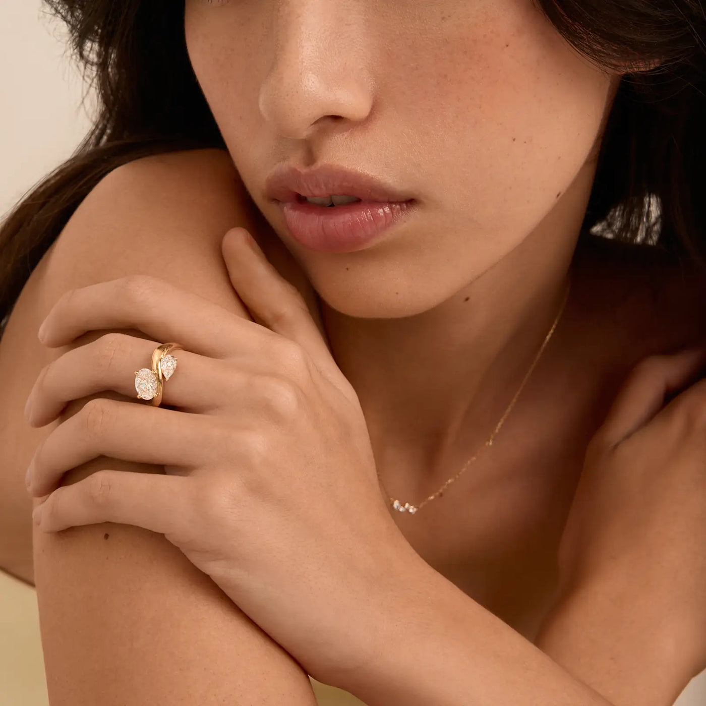 2.05TCW Pear & Oval Cut Unique Toi Et Moi Engagement Ring