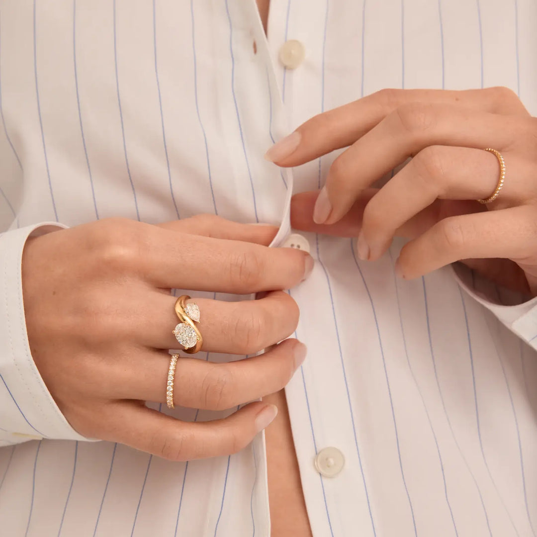 2.05TCW Pear & Oval Cut Unique Toi Et Moi Engagement Ring