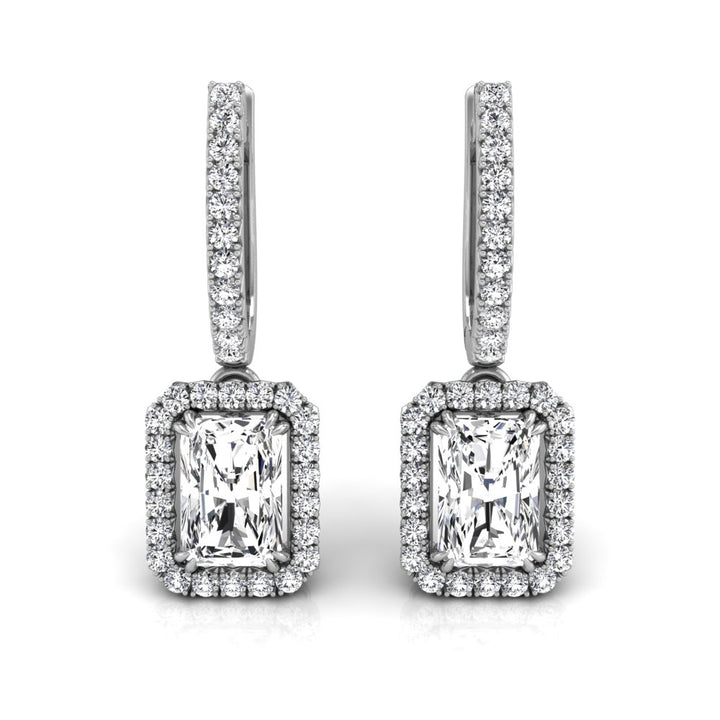 2.56CT Radiant Cut Halo Moissanite Diamond Earrings For Women