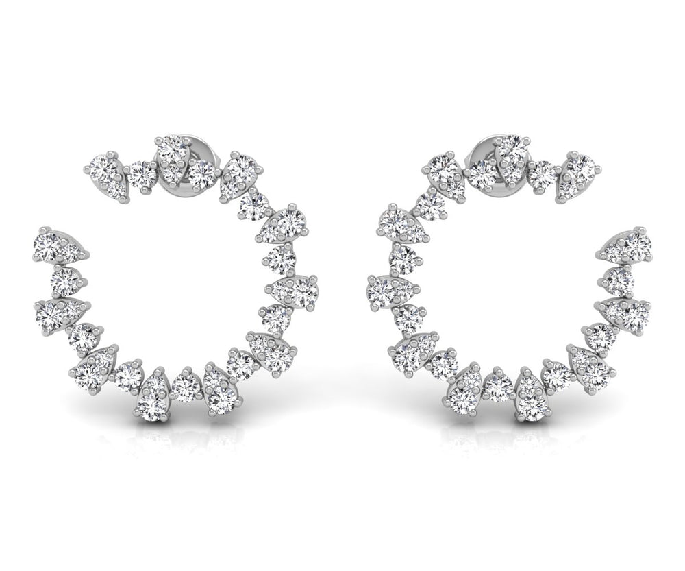 1.68CT Pear & Round Cut Moissanite Open Diamond Earrings For Her