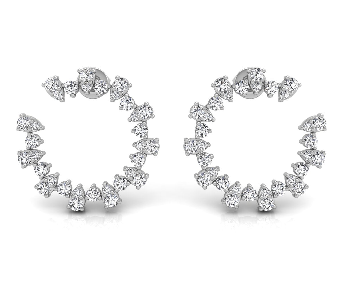 1.68CT Pear & Round Cut Moissanite Open Diamond Earrings For Her