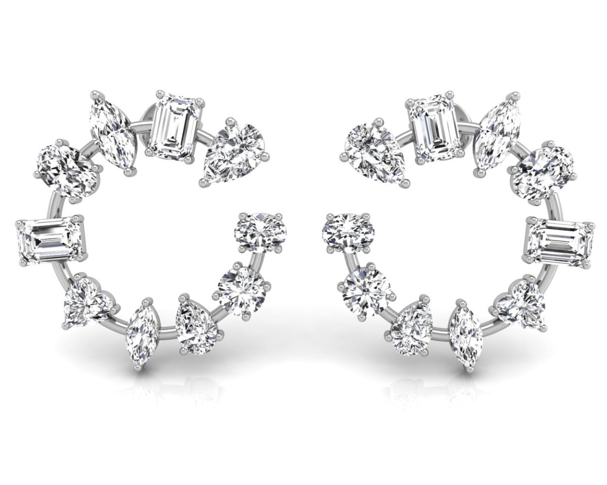4.74CT Mix Cut Moissanite Stud Diamond Earrings For Women