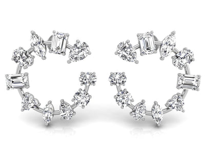 4.74CT Mix Cut Moissanite Stud Diamond Earrings For Women