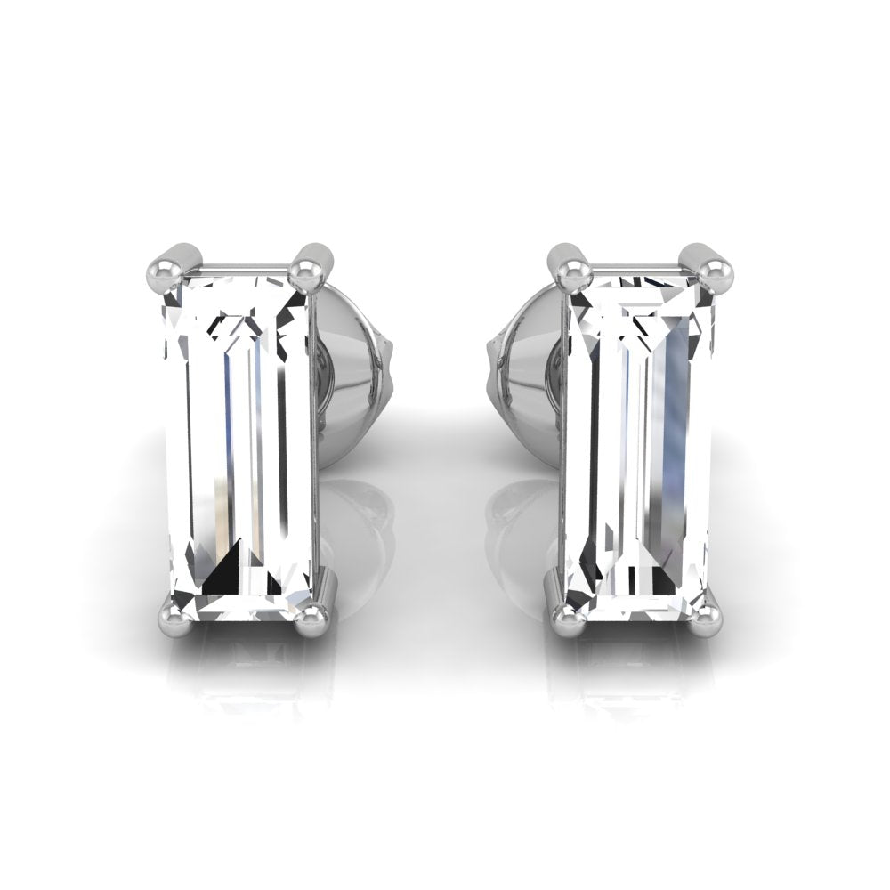 0.53ct Baguette Cut Stud Moissanite Diamond Earrings For Women
