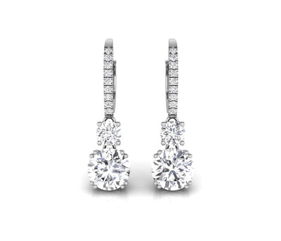4.0CT Round Cut Two Stone Moissanite Stud Diamond Earrings For Women