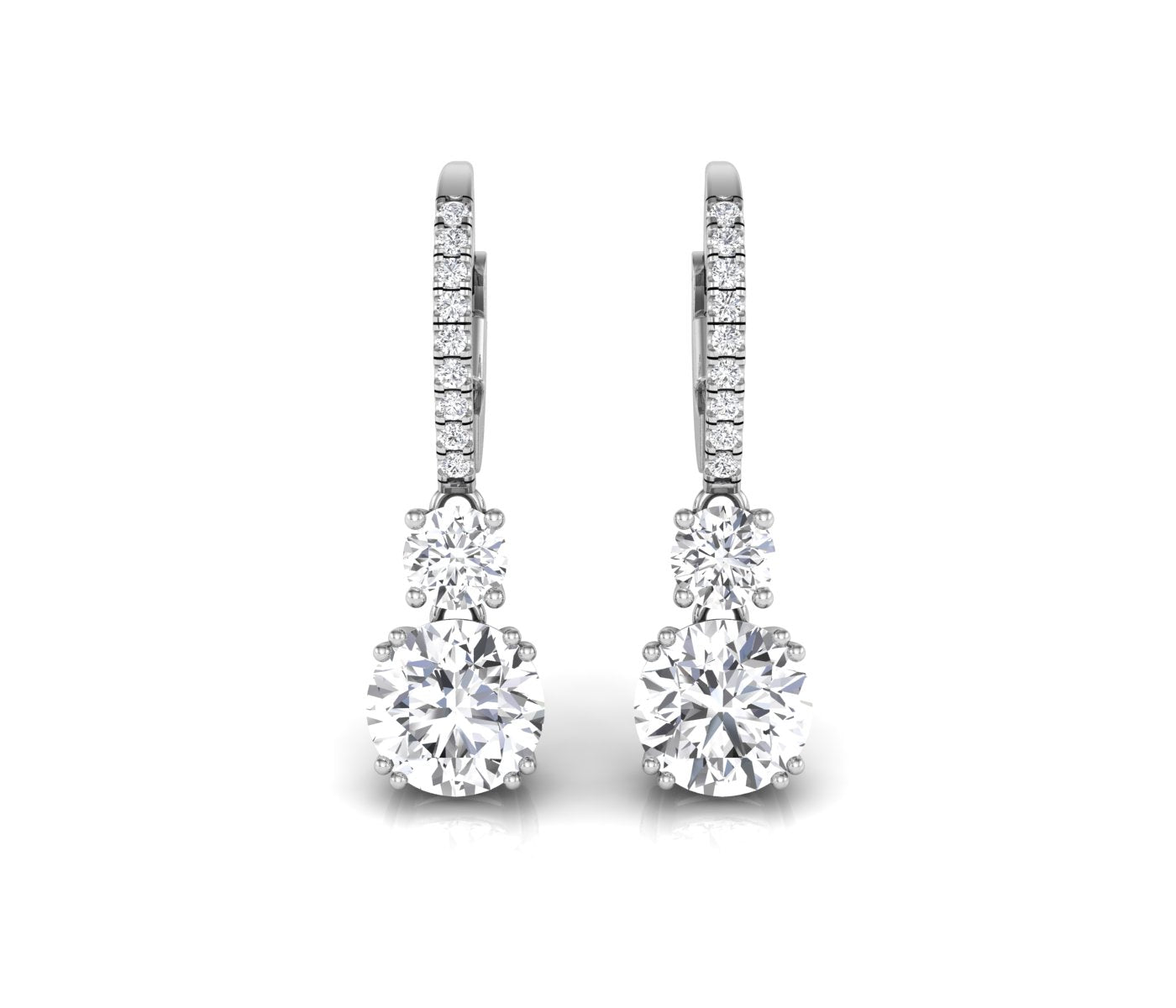 3.25CT Round Cut Moissanite Two Stone Diamond Earrings For Women