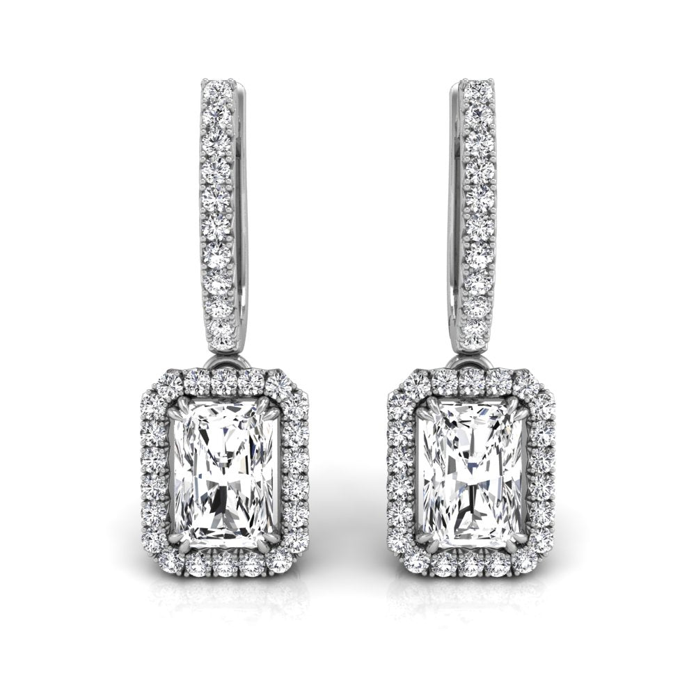 2.56CT Radiant Cut Halo Moissanite Diamond Earrings For Women