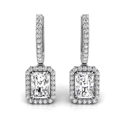 2.56CT Radiant Cut Halo Moissanite Diamond Earrings For Women