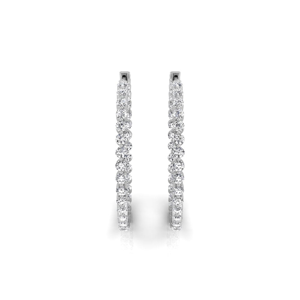 2.45ct Round Cut Hoops Moissanite Diamond Earrings For Women