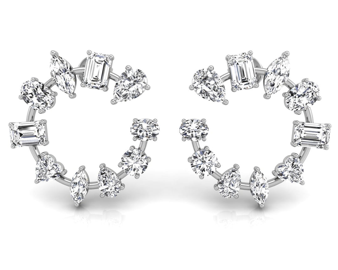 4.24CT Mix Cut Open Moissanite Stud Diamond Earrings For Women