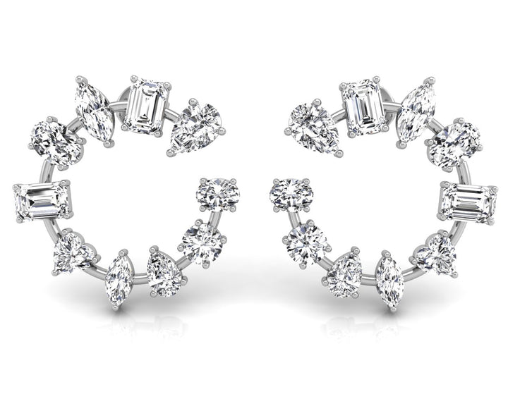 4.24CT Mix Cut Open Moissanite Stud Diamond Earrings For Women