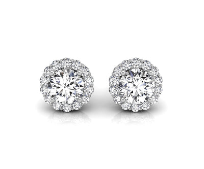 1.0CT Round Cut Halo Moissanite Diamond Earrings For Women