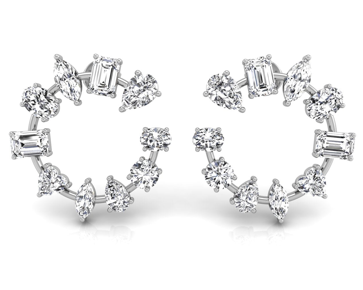 4.24CT Mix Cut Open Moissanite Stud Diamond Earrings For Women