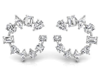 4.24CT Mix Cut Open Moissanite Stud Diamond Earrings For Women