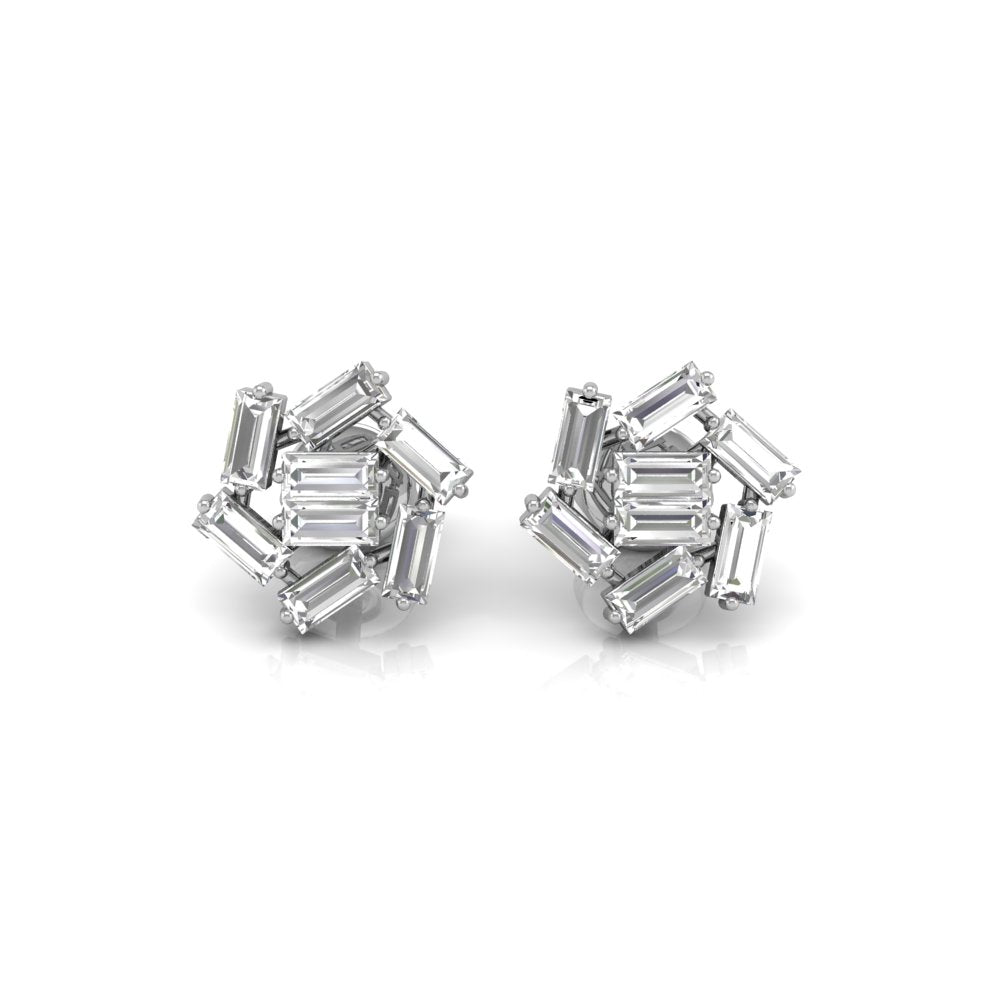 0.65CT Baguette Cut Cluster Moissanite Diamond Earrings For Women