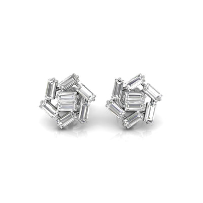 0.65CT Baguette Cut Cluster Moissanite Diamond Earrings For Women