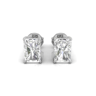 1.5CT Radiant Cut Stud Moissanite Diamond Earrings in 14K White Gold