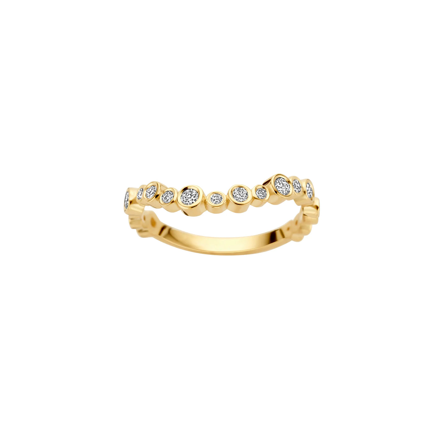 0.60 TCW Round Diamond Unique Curved Wedding Band