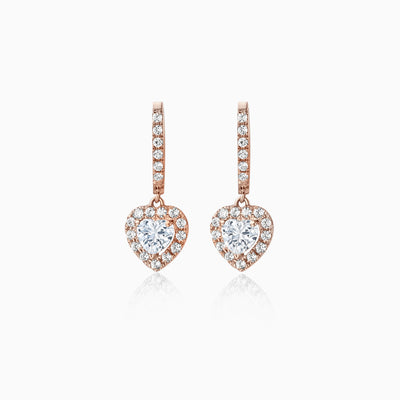 0.6CT heart Cut Halo Moissanite Diamond Earrings For Women