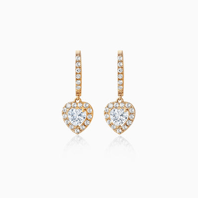 0.6CT heart Cut Halo Moissanite Diamond Earrings For Women