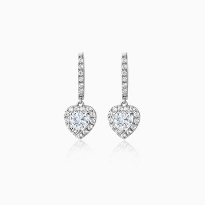 0.6CT heart Cut Halo Moissanite Diamond Earrings For Women