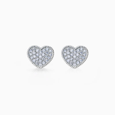 0.21CT Heart Shape Micro Pave Moissanite Stud Diamond Earrings For Women