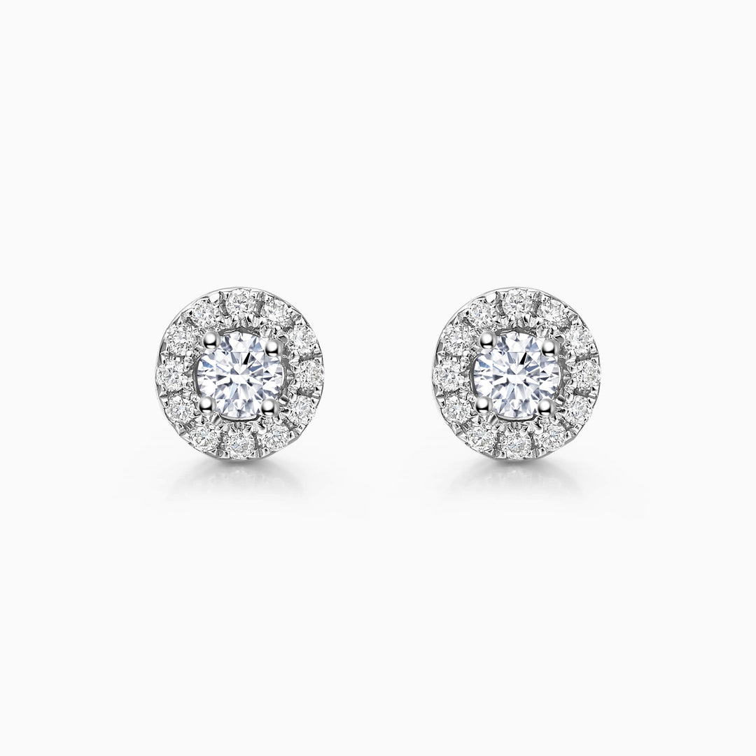 0.4CT Round Cut Halo Moissanite Stud Diamond Earrings For Women