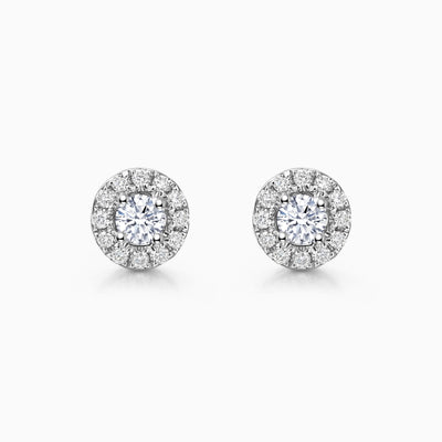 0.4CT Round Cut Halo Moissanite Stud Diamond Earrings For Women