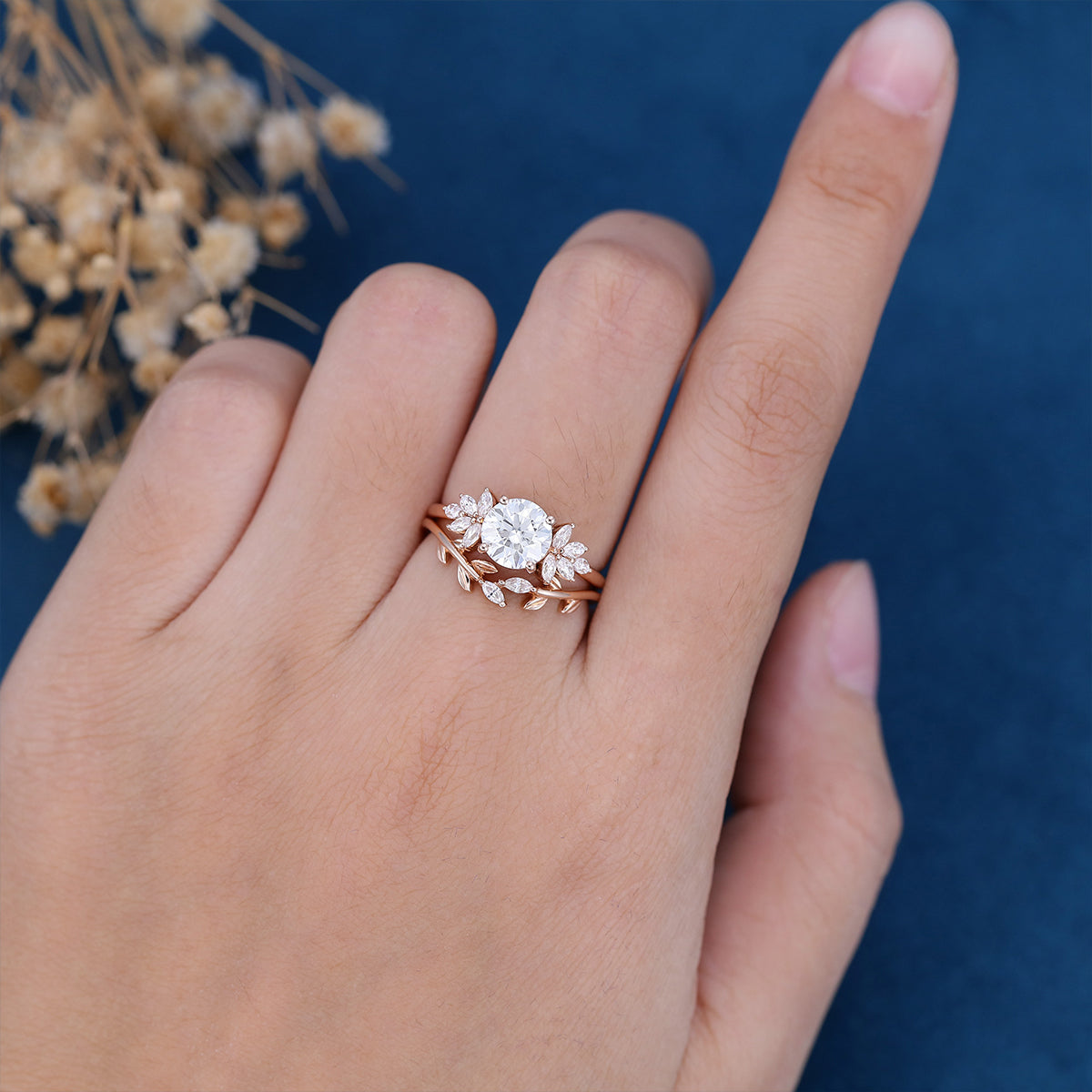 1-1-ct-round-shaped-moissanite-cluster-bridal-set