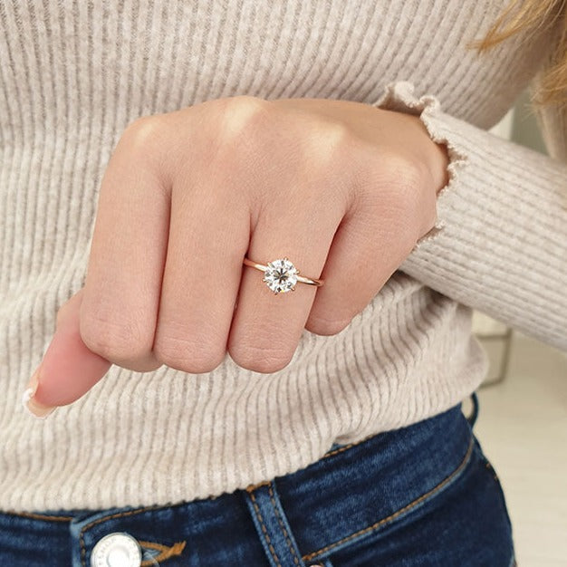 1.51ct Round Brilliant Cut Moissanite 14K Rose Gold Engagement Ring