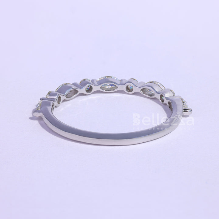 Marquise and Round  Cut Half Eternity Wedding Band - Ready to Ship
