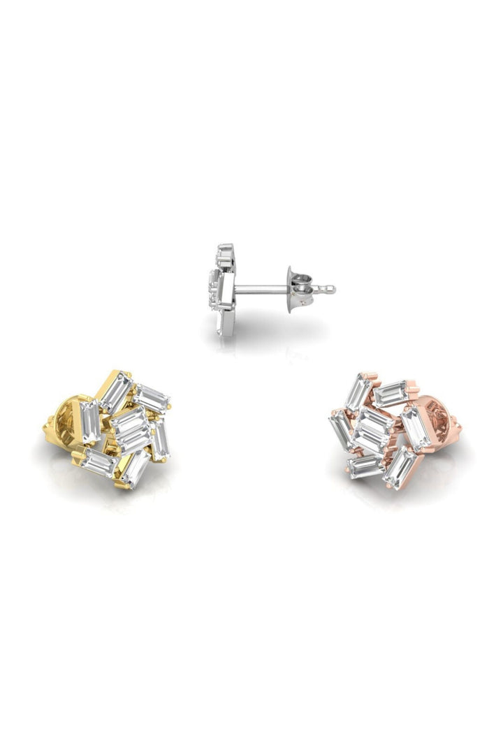 0.65CT Baguette Cut Cluster Moissanite Diamond Earrings For Women