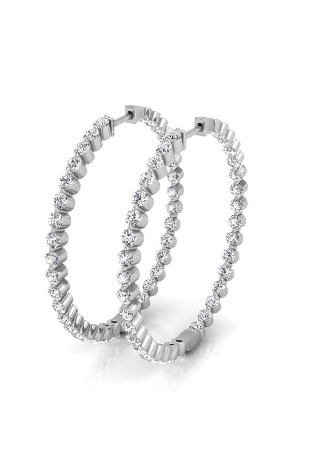 2.45ct Round Cut Hoops Moissanite Diamond Earrings For Women