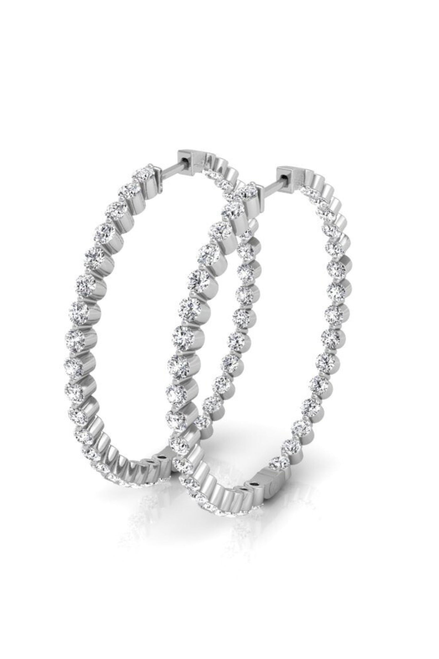 0.95ct Round Cut Hoops Moissanite Diamond Earrings in 18k White Gold