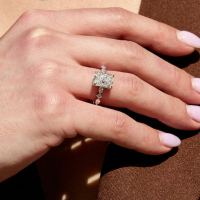 2.0 CT-4.0 CT Radiant Diamond Engagement Ring With Dainty Setting