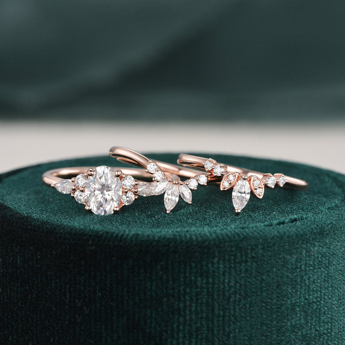 oval-cut-cluster-art-deco-moissanite-bridal-ring-set