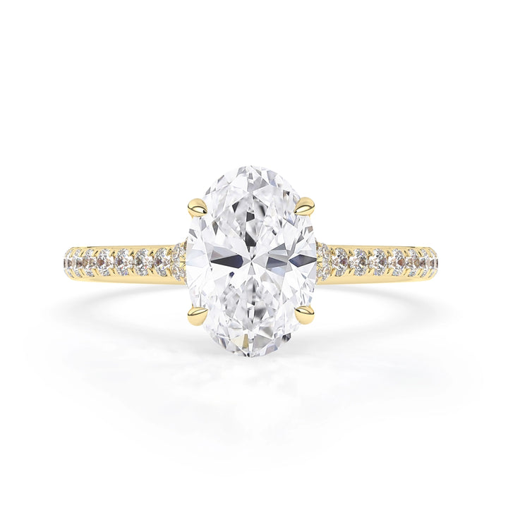 2.0CT Oval Cut Split Shank Pave Setting Moissanite Engagement Ring